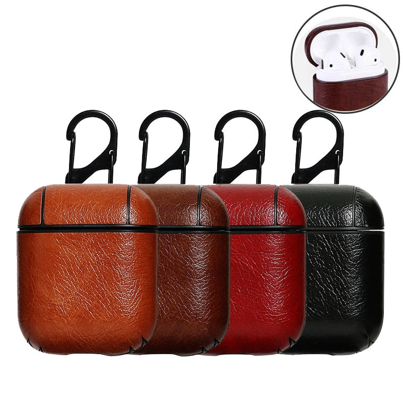 Airpods Cases For Apple  Strap Leather with Buttons